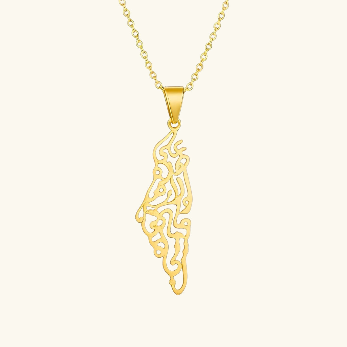 Barakah Palestine Calligraphy Map Necklace
